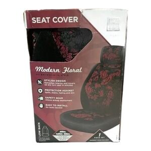 ROAD WEAR Black Red Floral Low Back Seat Cover Modern Stylish Universal 1PC New